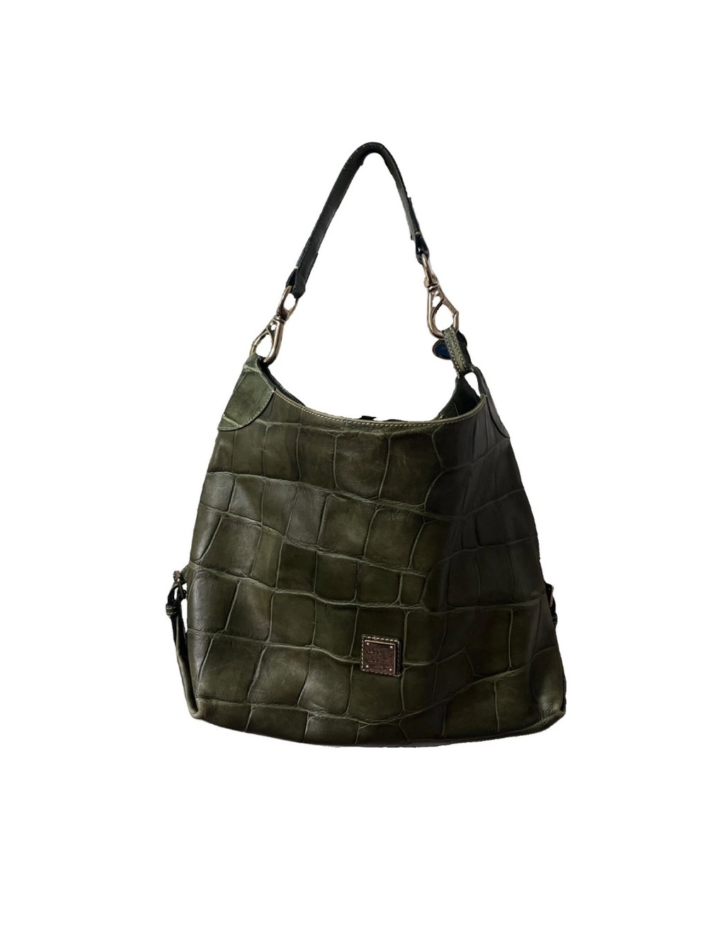 Dooney & Bourke Olive Green Croc-Embossed Shoulder Hobo